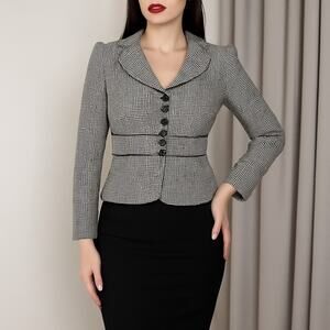 Nine West Houndstooth Blazer Women’s 14P Vintage Office Chic